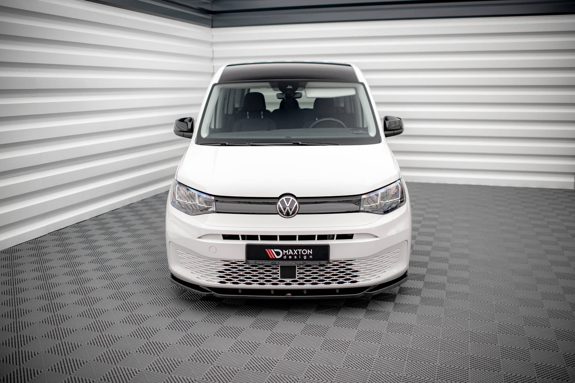 Maxton Design Street+ Spoilerlippe Front Ansatz V.1 passend für VW Caddy Mk5 schwarz Hochglanz
