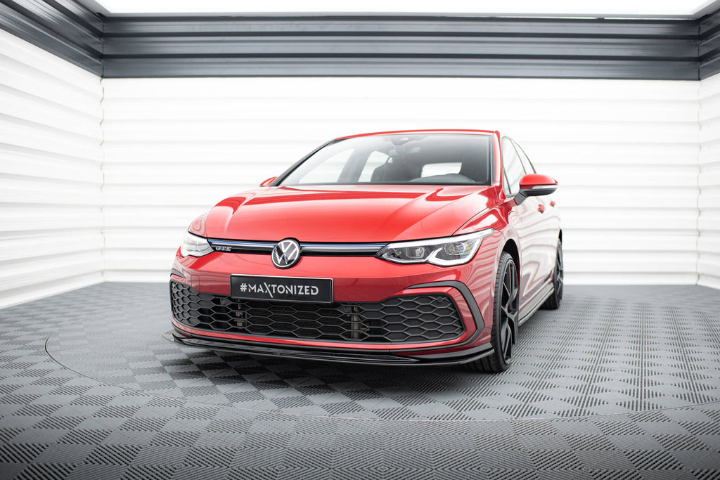 Maxton Design Street+ Spoilerlippe Front Ansatz V.5 passend für VW Golf GTI / GTE / GTD / R-Line Mk8 schwarz Hochglanz