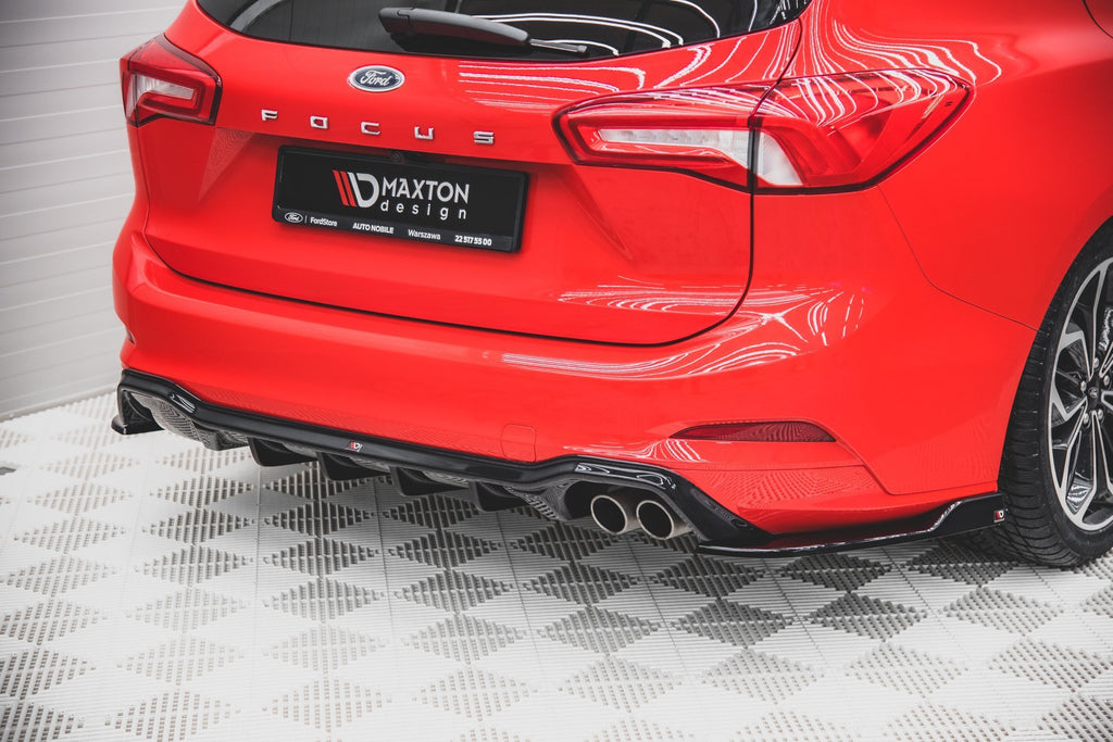 Maxton Design Diffusor Heck Ansatz passend für Ford Focus ST-Line Kombi Mk4 schwarz Hochglanz