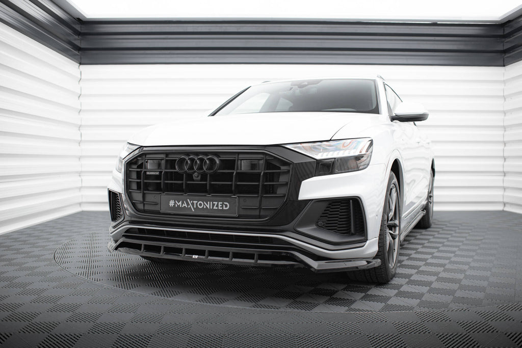 Maxton Design Street+ Spoilerlippe Front Ansatz V.2 passend für Audi SQ8 / Q8 S-Line Mk1 schwarz Hochglanz