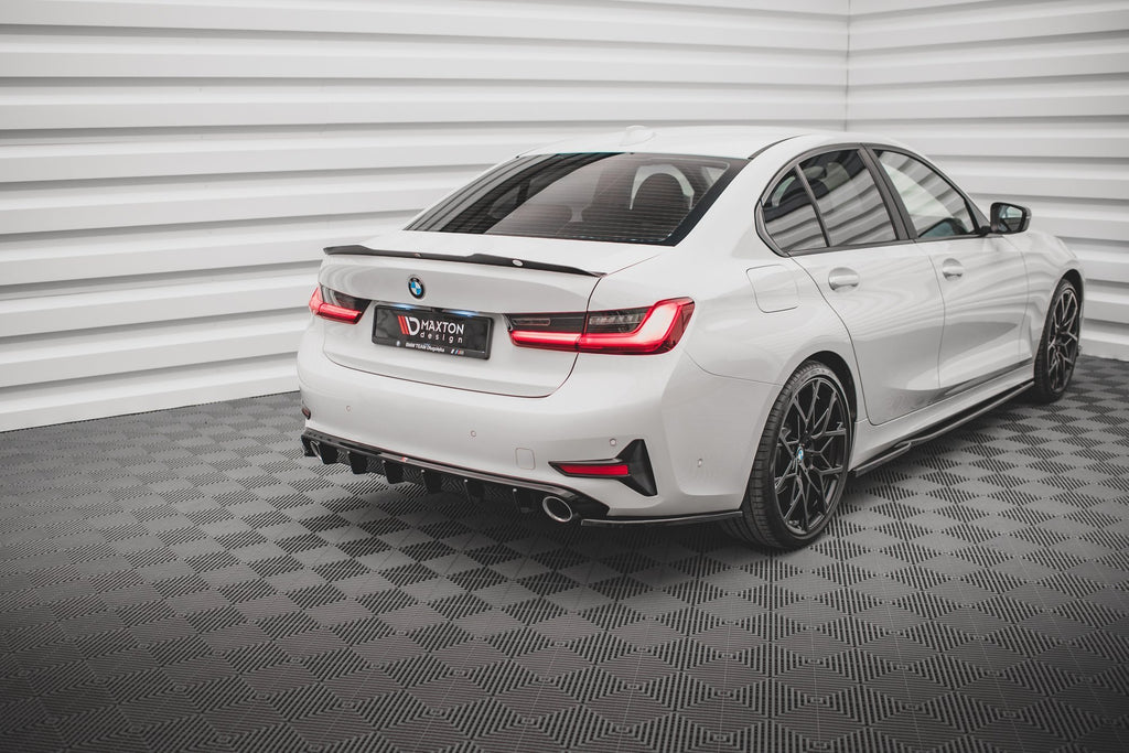 Maxton Design Heck Ansatz Flaps Diffusor passend für BMW 3er Limousine G20 schwarz Hochglanz