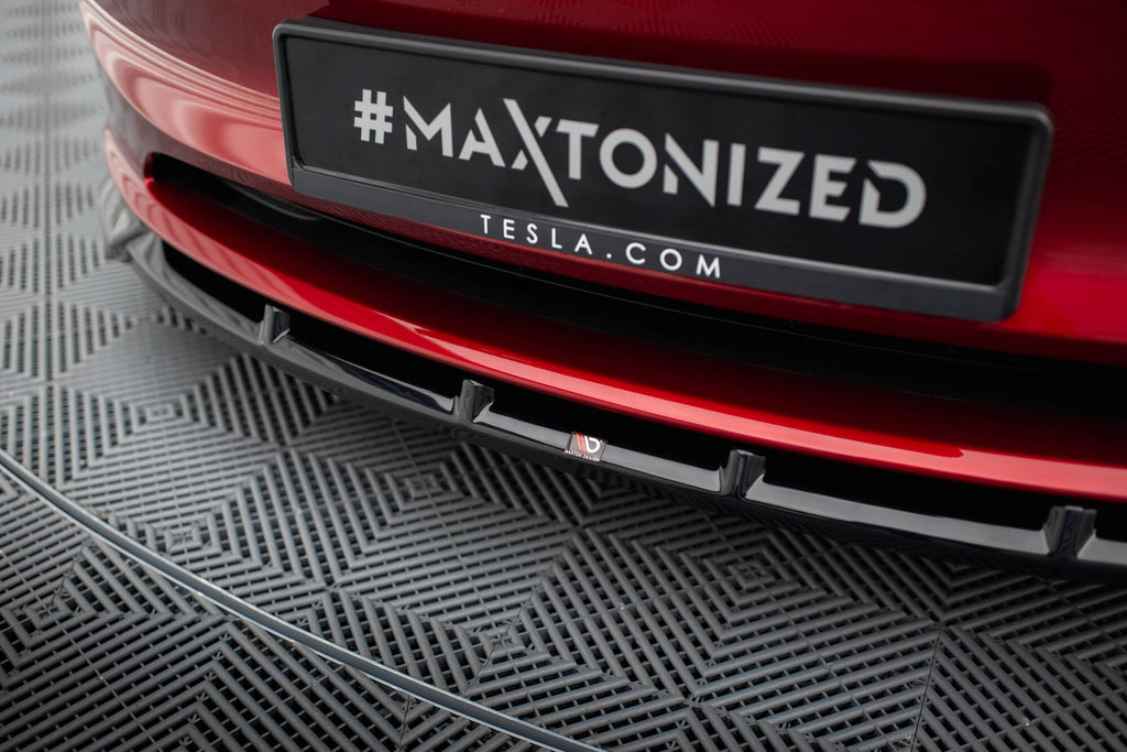 Maxton Design Street+ Spoilerlippe Front Ansatz passend für V.2 Tesla Model 3 Project HighlandFacelift schwarz Hochglanz