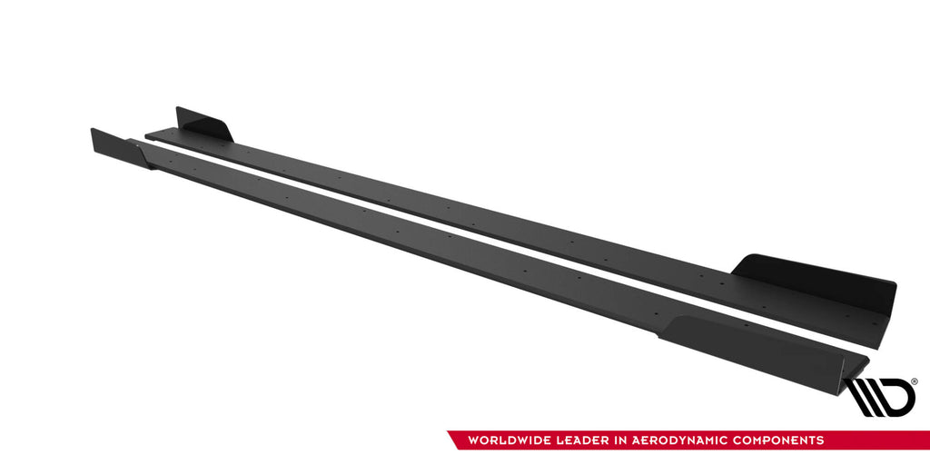 Maxton Design Street Pro Street+ Seitenschweller Leisten + Flaps passend für Mitsubishi Lancer EVO X schwarz Hochglanz