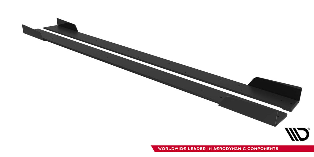 Maxton Design Street Pro Street+ Seitenschweller Leisten + Flaps passend für Mitsubishi Lancer EVO X schwarz Hochglanz