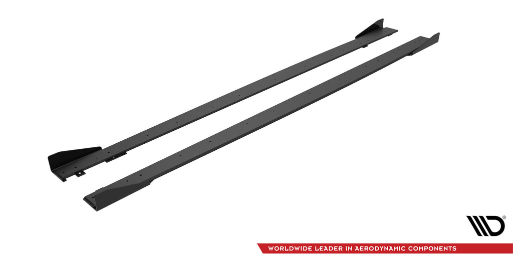 Maxton Design Street Pro Street+ Seitenschweller Leisten + Flaps passend für Mercedes-AMG C63 Limousine / Kombi W205 Facelift schwarz Hochglanz