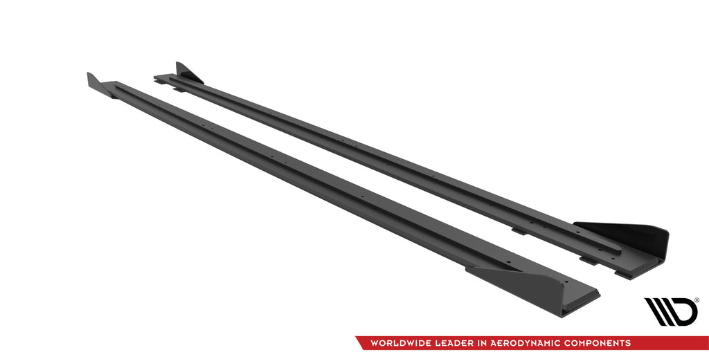 Maxton Design Street Pro Street+ Seitenschweller Leisten + Flaps passend für Audi RS6 Avant C6 schwarz Hochglanz