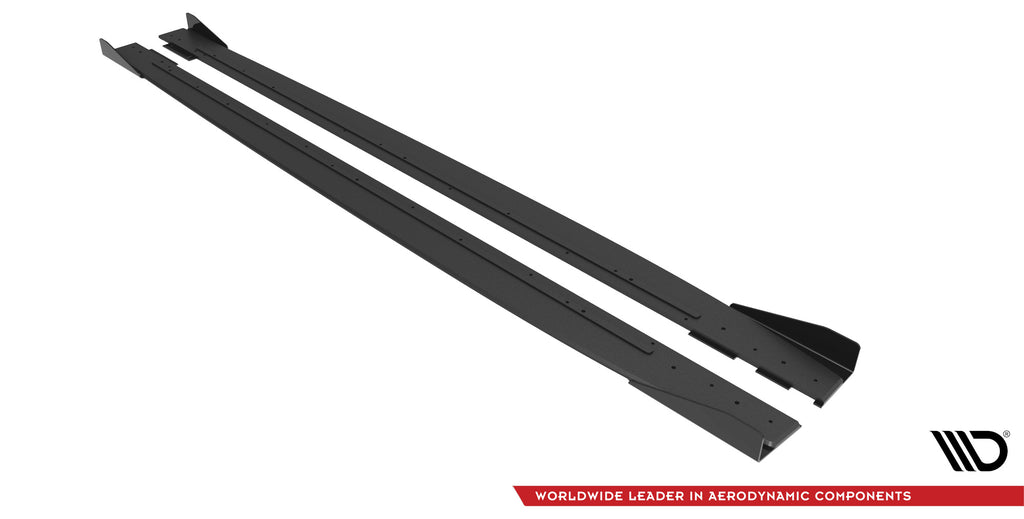 Maxton Design Street Pro Street+ Seitenschweller Leisten + Flaps passend für Mercedes-AMG C43 Coupe / Cabrio C205 Facelift / A205 Facelift schwarz Hochglanz