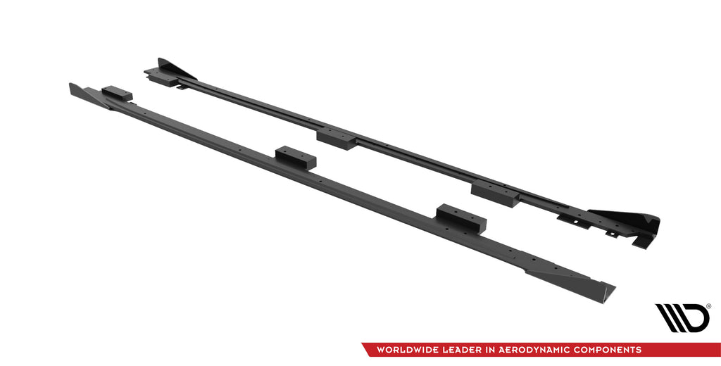 Maxton Design Street Pro Street+ Seitenschweller Leisten + Flaps passend für Audi A3 8Y schwarz Hochglanz