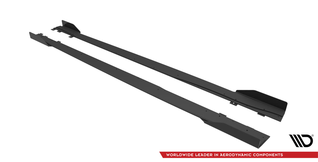 Maxton Design Street Pro Street+ Seitenschweller Leisten + Flaps passend für Mercedes A35 AMG / AMG-Line Aero Pack W177 schwarz Hochglanz
