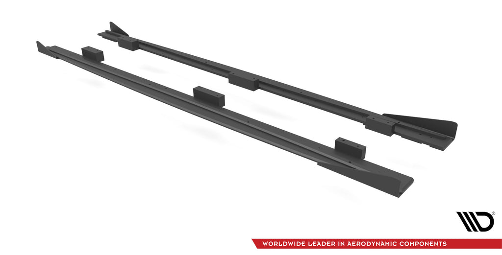 Maxton Design Street Pro Street+ Seitenschweller Leisten + Flaps passend für Audi S3 / A3 S-Line Sportback 8V Facelift schwarz Hochglanz