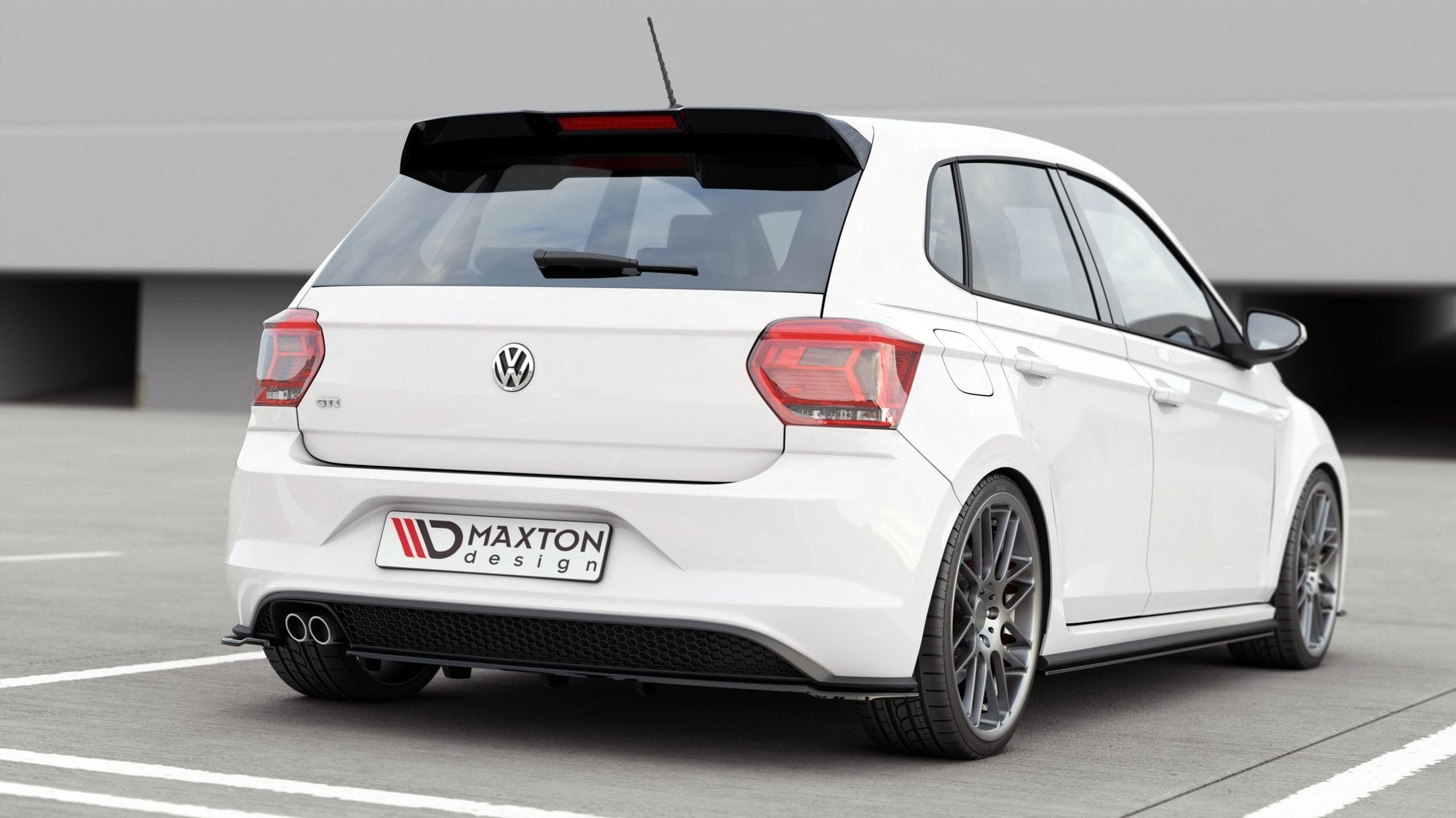 Maxton Design Street+ Mittlerer Diffusor RACE passend für VW Polo GTI Mk6 schwarz Hochglanz