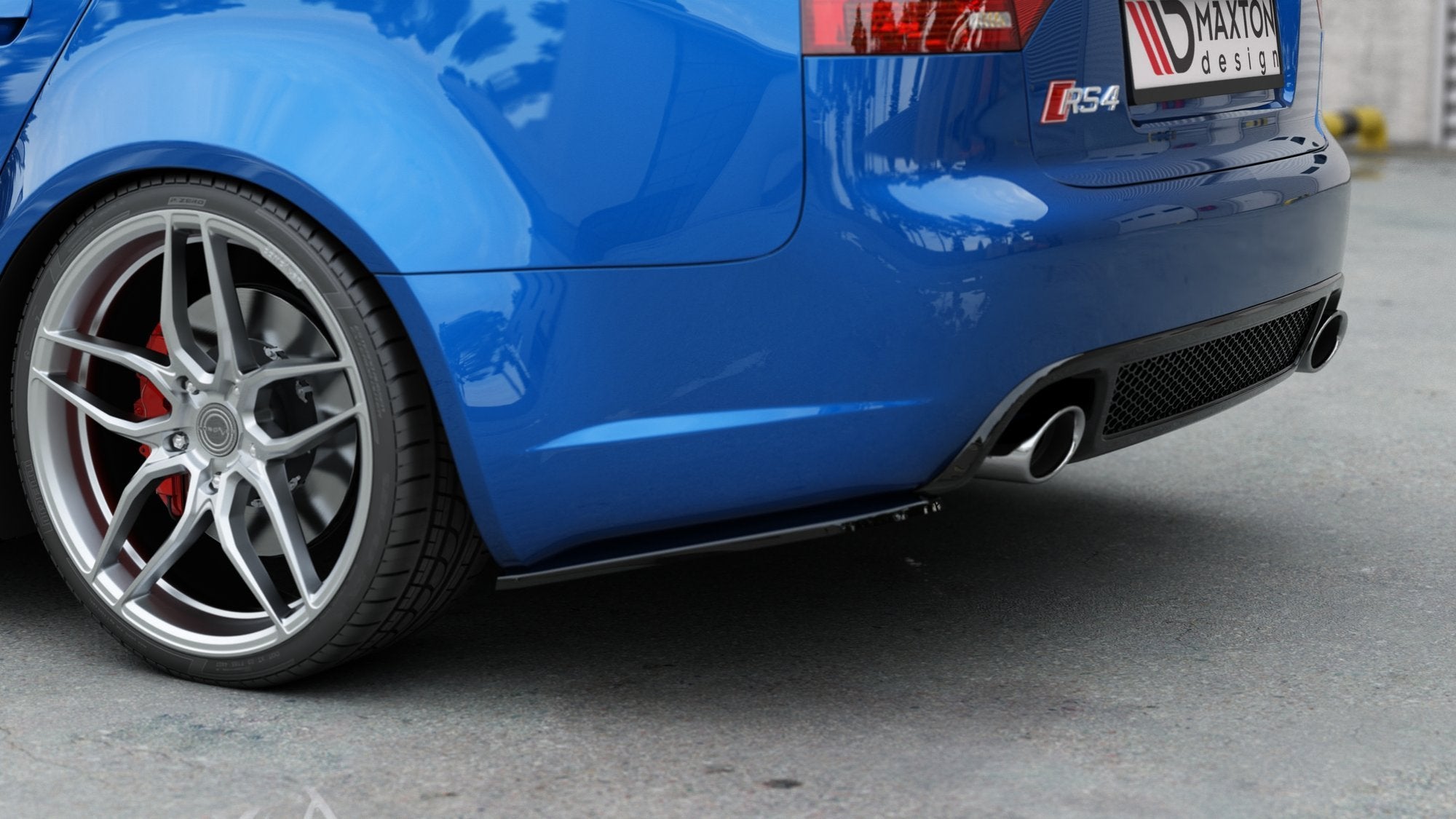 Maxton Design Heck Ansatz Flaps Diffusor V.1 passend für Audi RS4 Limousine B7 schwarz Hochglanz