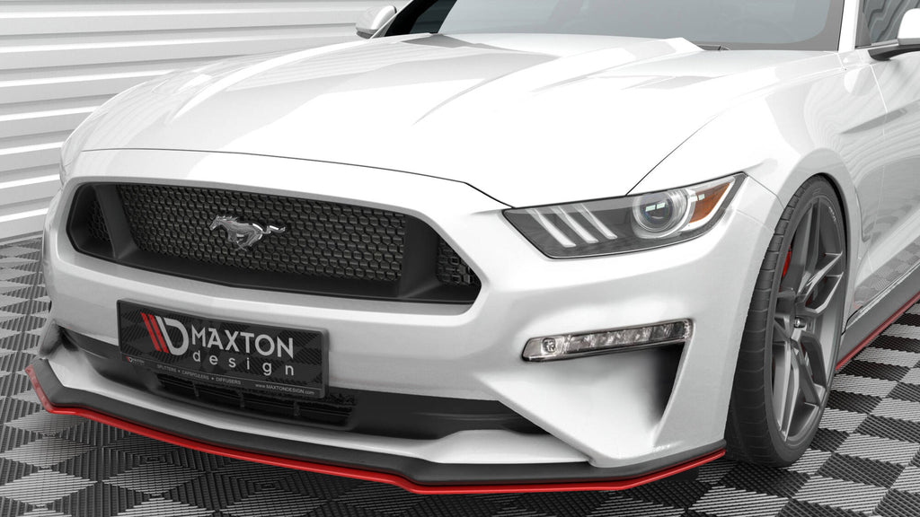 Maxton Design Street+ Spoilerlippe Front Ansatz V.2 passend für Ford Mustang Mk6 Facelift schwarz Hochglanz