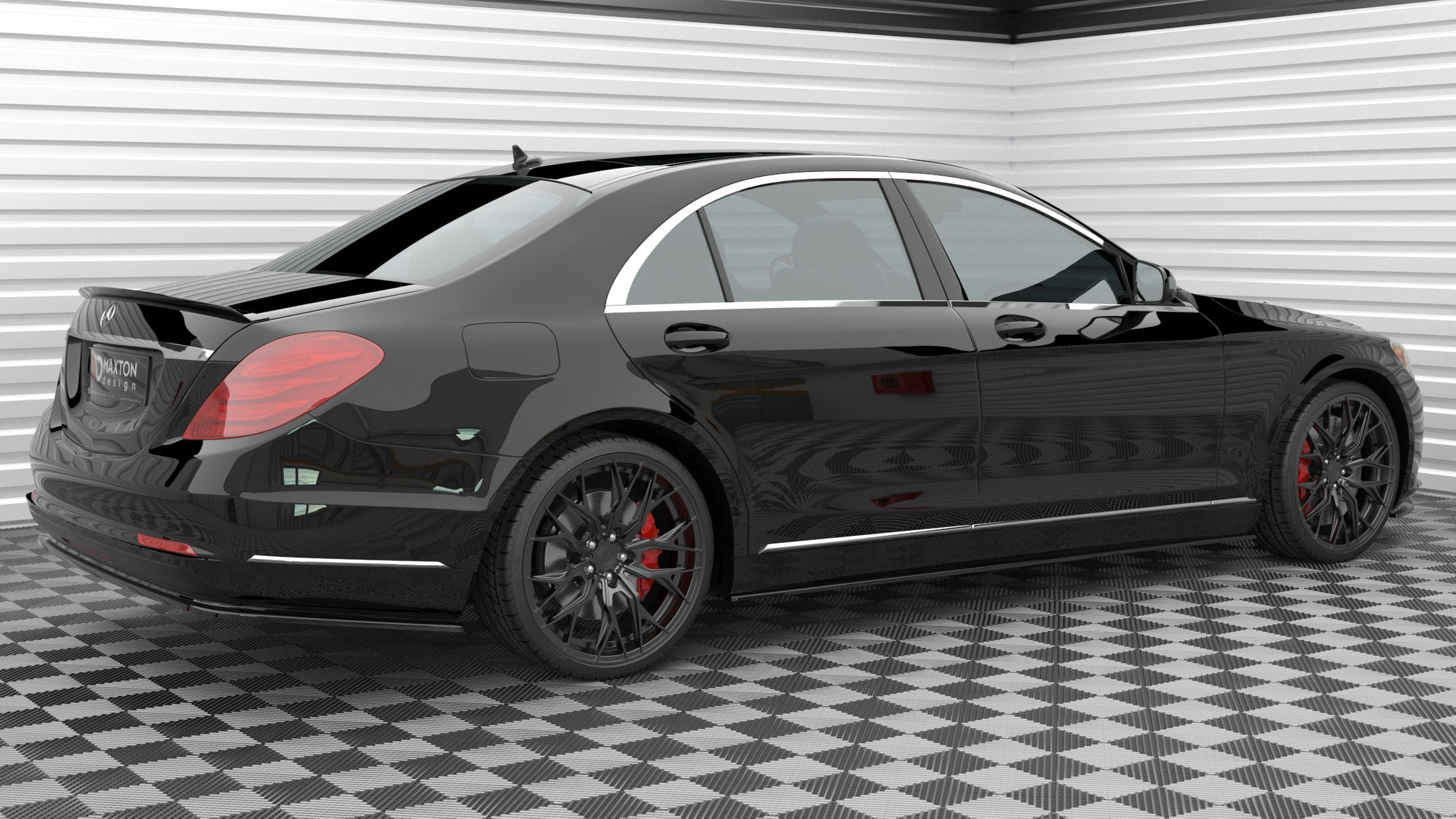 Maxton Design Street+ Seitenschweller Leisten passend für Mercedes-Benz S Long W222 schwarz Hochglanz