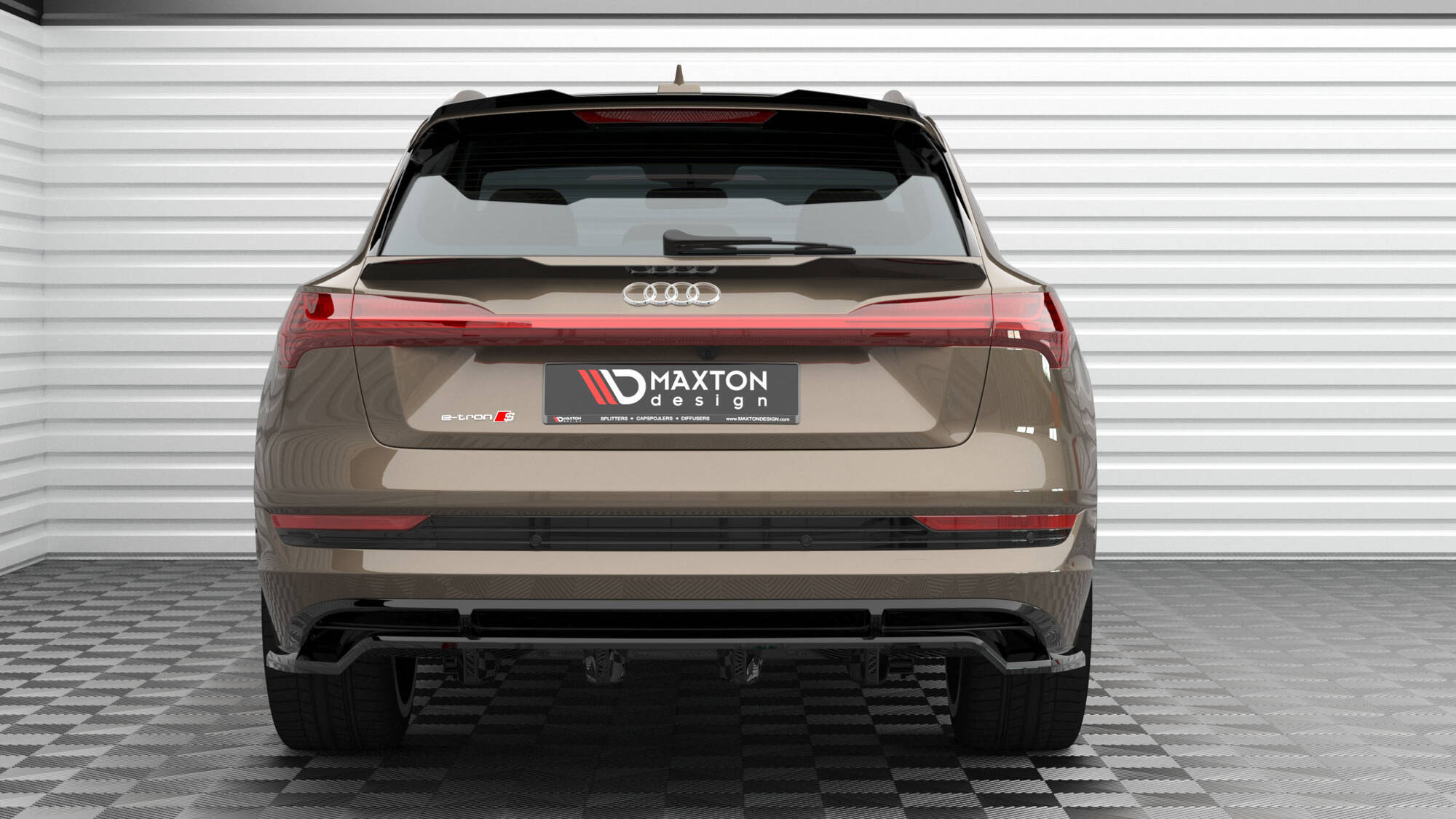 Maxton Design Niedriger Spoiler CAP passend für Audi e-tron schwarz Hochglanz