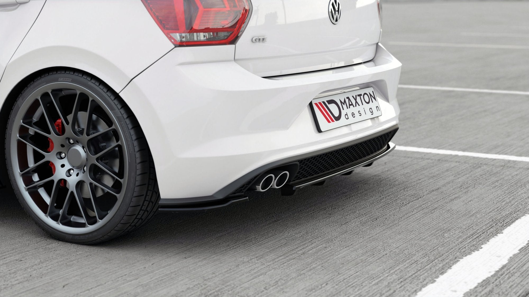 Maxton Design Street+ Mittlerer Diffusor RACE passend für VW Polo GTI Mk6 schwarz Hochglanz