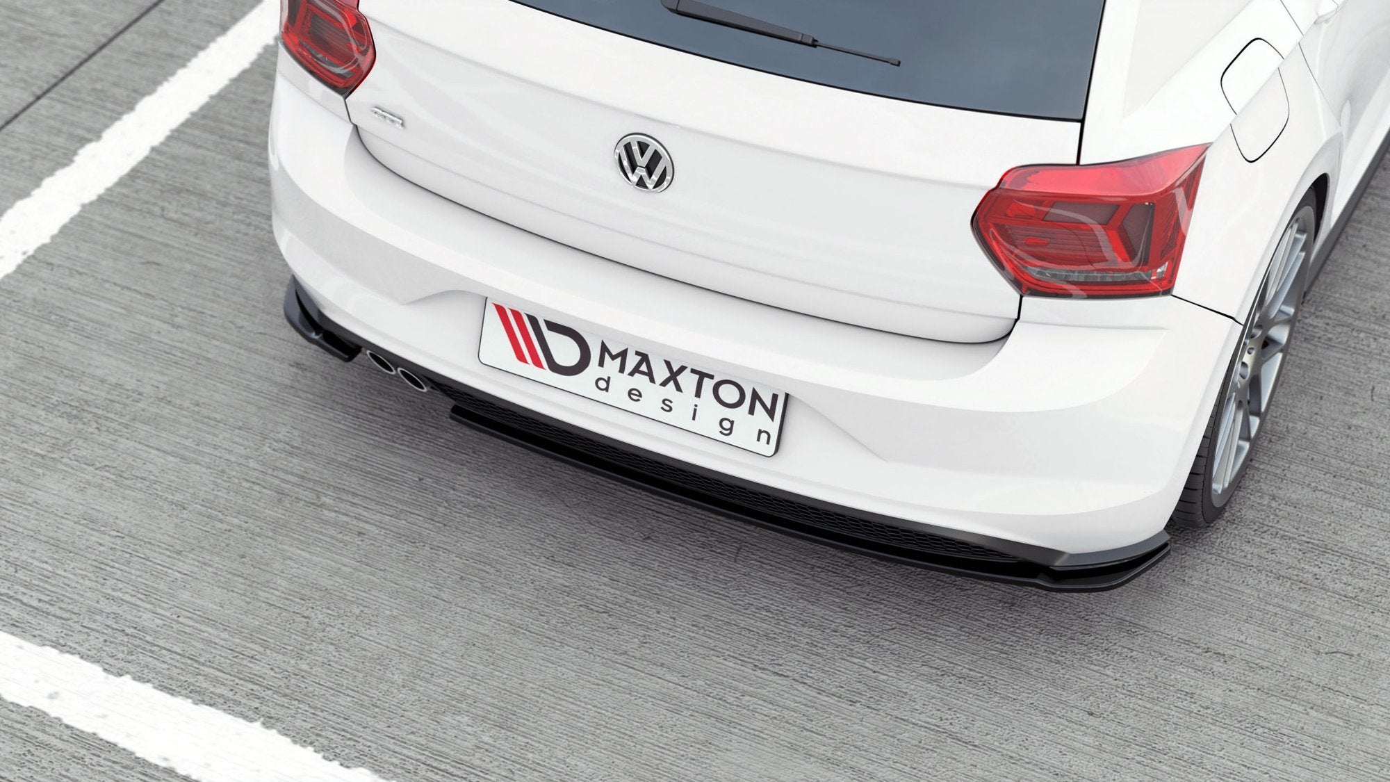 Maxton Design Heck Ansatz Flaps Diffusor V.2 passend für VW Polo GTI / R-line Mk6 schwarz Hochglanz