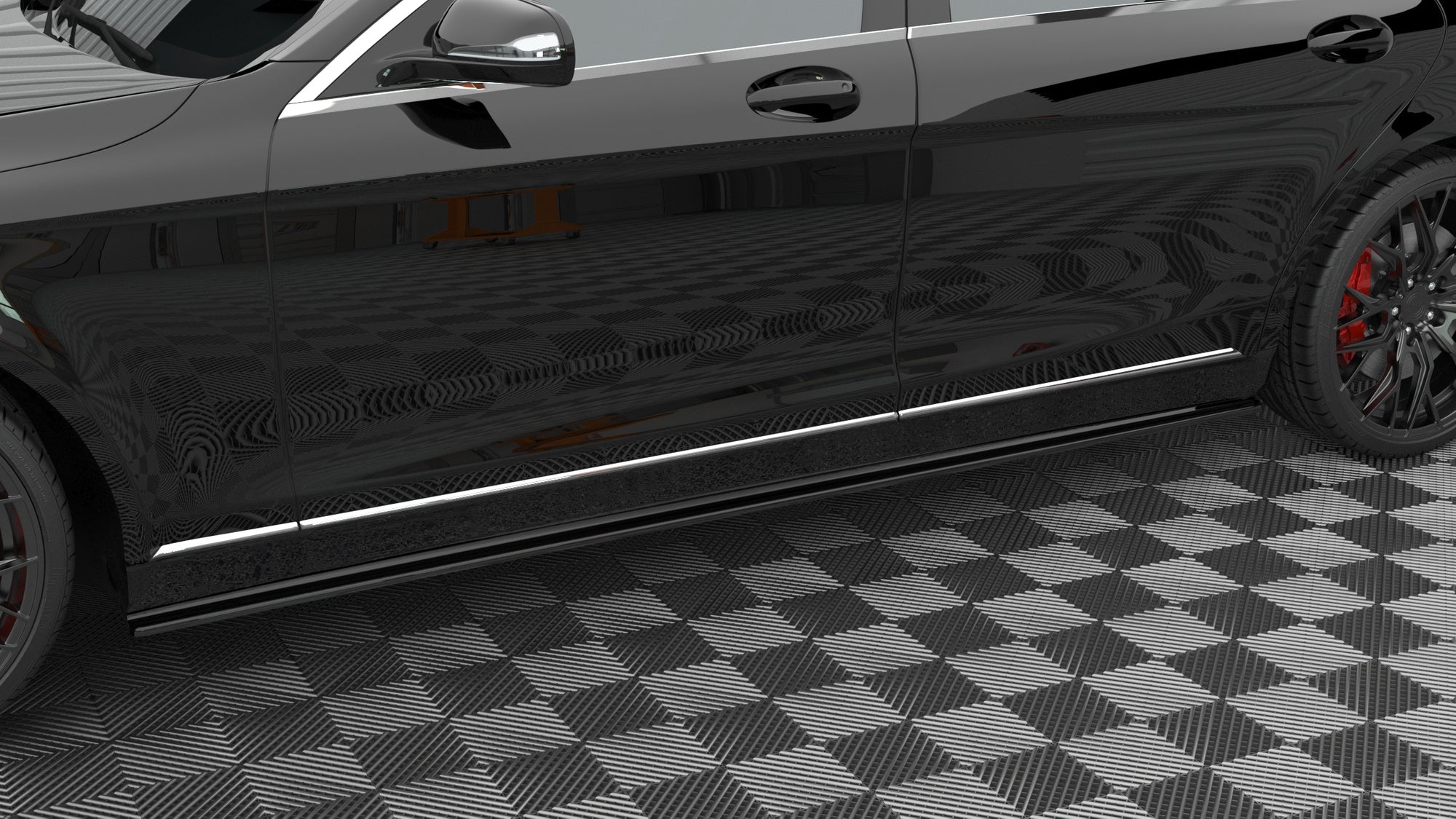 Maxton Design Street+ Seitenschweller Leisten passend für Mercedes-Benz S Long W222 schwarz Hochglanz