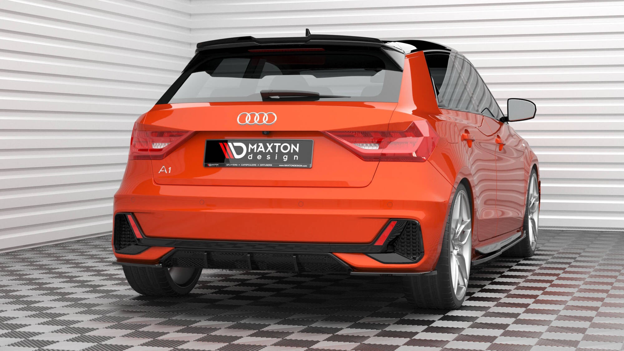 Maxton Design Diffusor Heck Ansatz passend für Audi A1 S-Line GB schwarz Hochglanz
