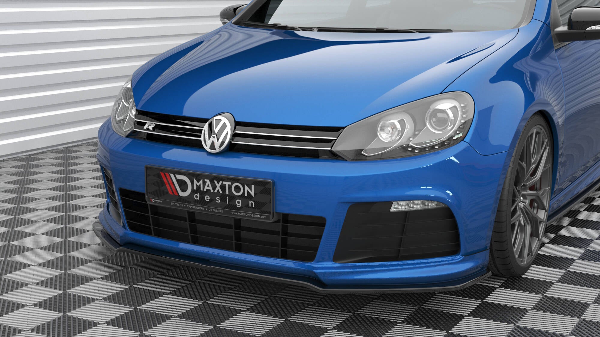 Maxton Design Street+ Spoilerlippe Front Ansatz V.2 passend für VW Golf R Mk6 schwarz Hochglanz