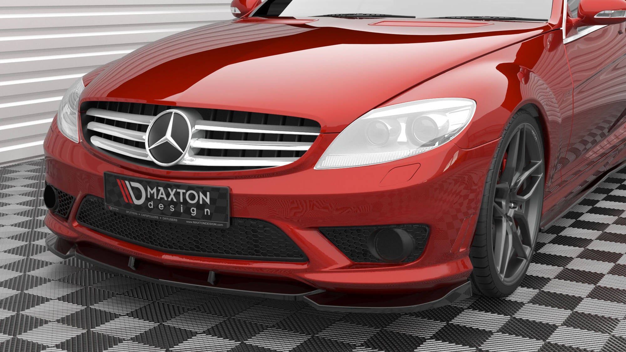 Maxton Design Street+ Spoilerlippe Front Ansatz V.2 passend für Mercedes-Benz CL 63 AMG C216 schwarz Hochglanz