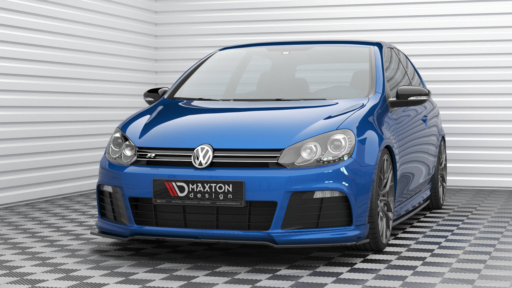 Maxton Design Street+ Spoilerlippe Front Ansatz V.2 passend für VW Golf R Mk6 schwarz Hochglanz