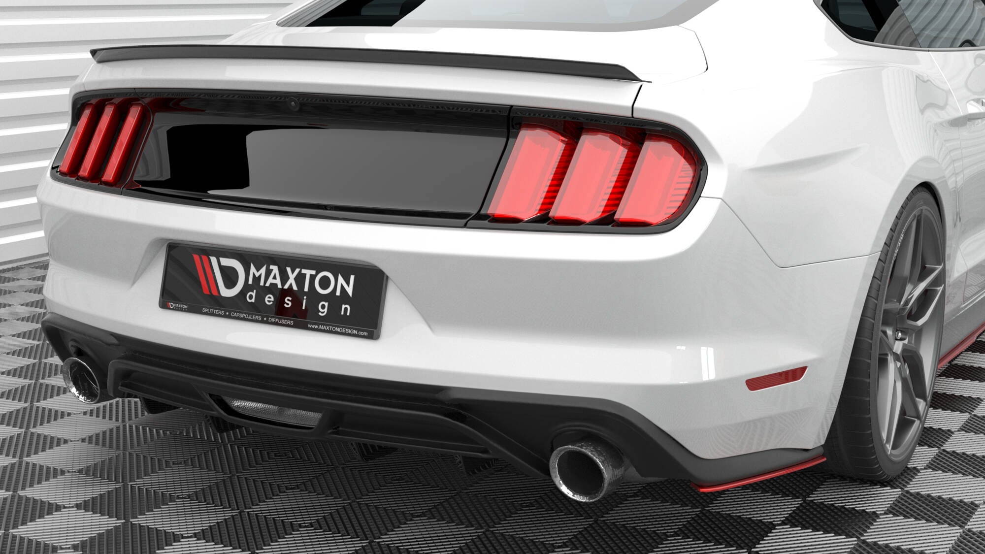 Maxton Design Heck Ansatz Flaps Diffusor V.2 für Ford Mustang GT Mk6 Facelift