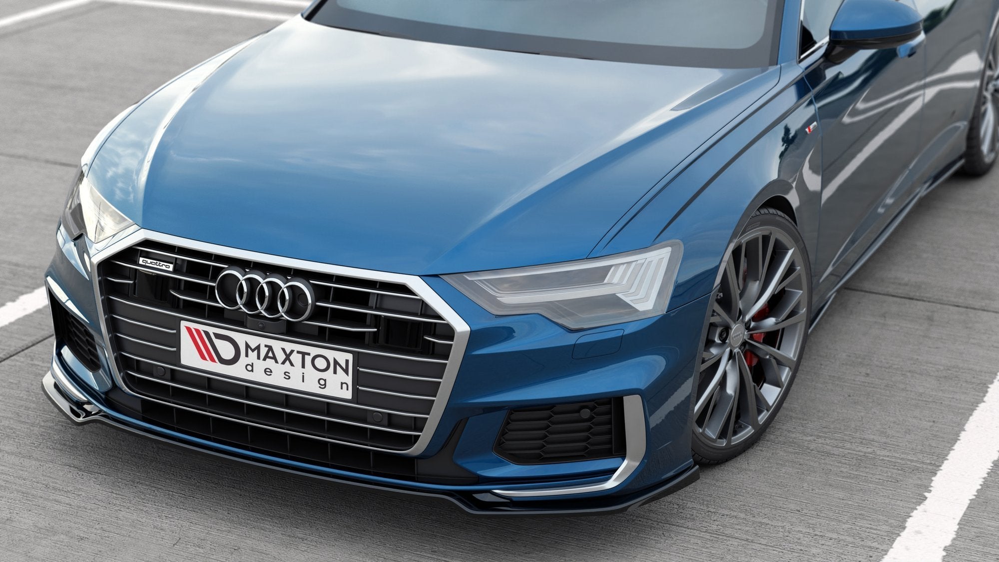 Maxton Design Street+ Spoilerlippe Front Ansatz V.1 passend für Audi A6 S-Line / S6 C8 / C8 Facelift schwarz Hochglanz