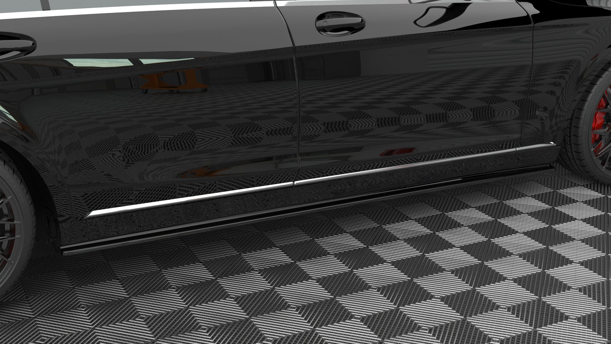 Maxton Design Street+ Seitenschweller Leisten passend für Mercedes-Benz S Long W222 schwarz Hochglanz
