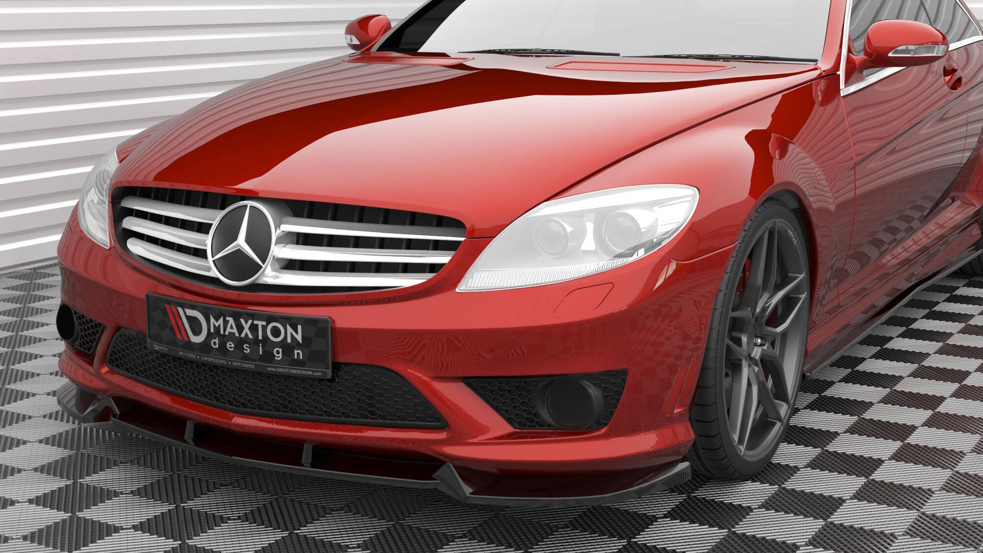 Maxton Design Street+ Spoilerlippe Front Ansatz V.1 passend für Mercedes-Benz CL 63 AMG C216 schwarz Hochglanz