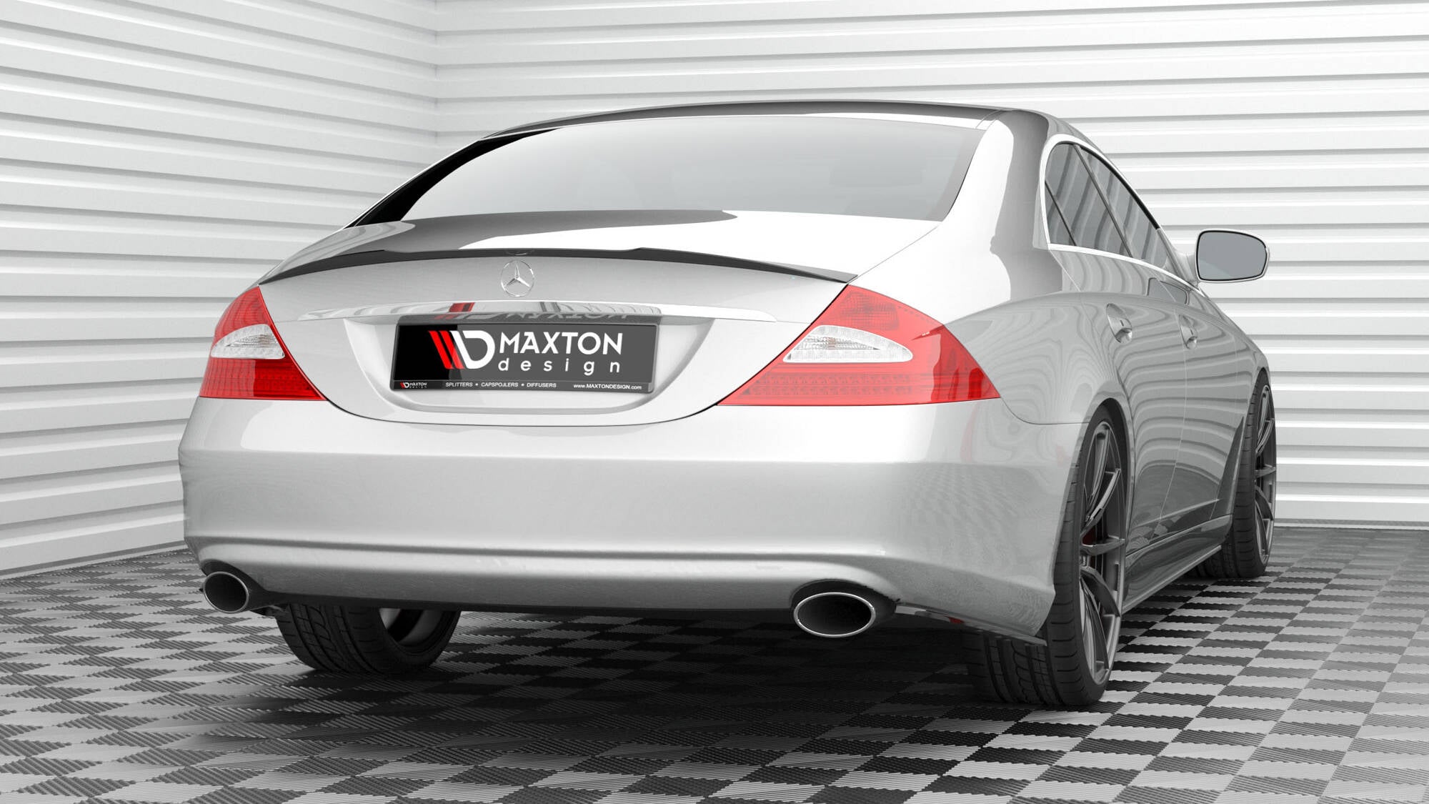 Maxton Design Heck Ansatz Flaps Diffusor passend für Mercedes-Benz CLS C219 schwarz Hochglanz