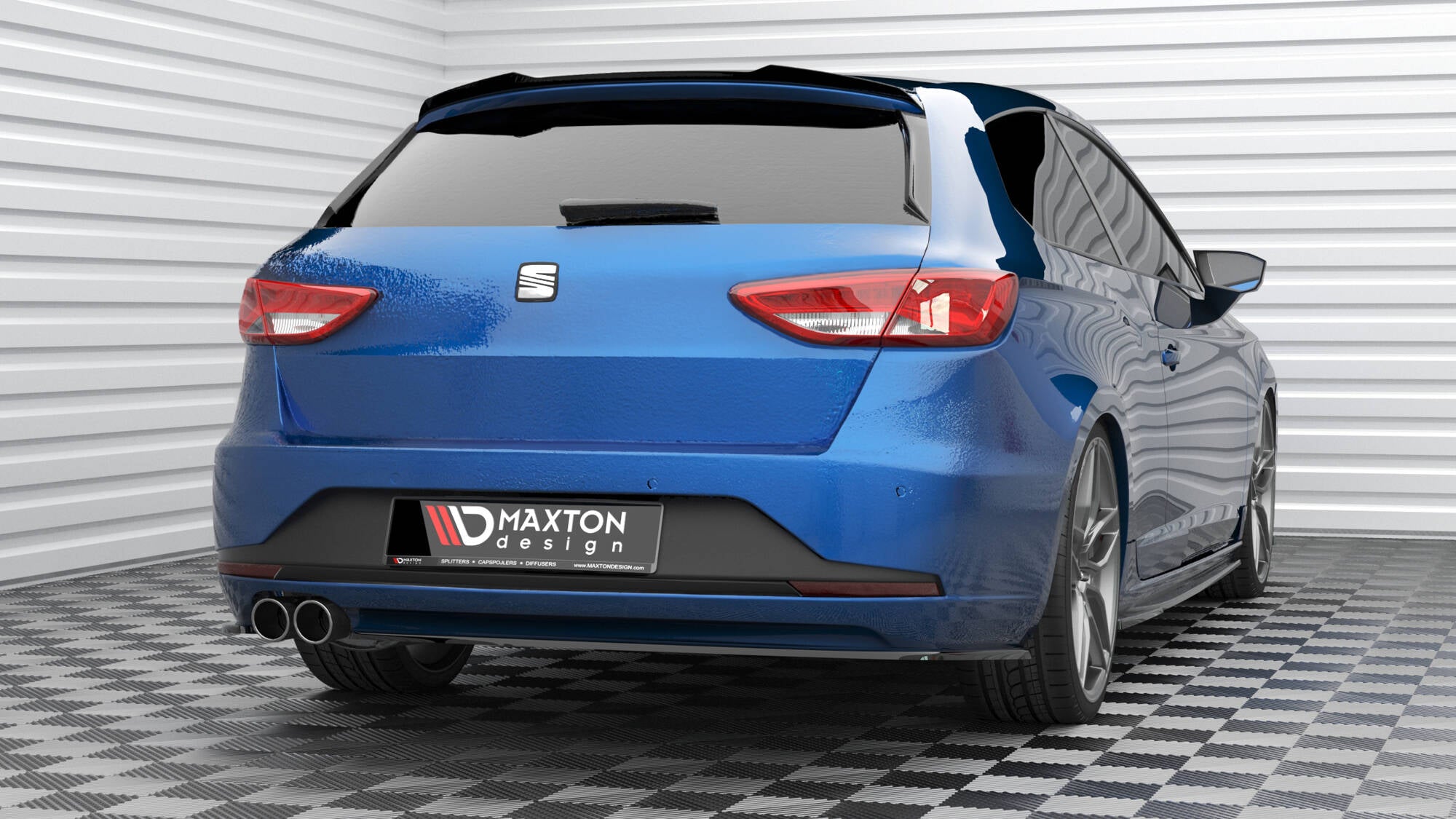 Maxton Design Heck Ansatz Flaps Diffusor V.3 passend für Seat Leon FR Sportstourer Mk3 schwarz Hochglanz