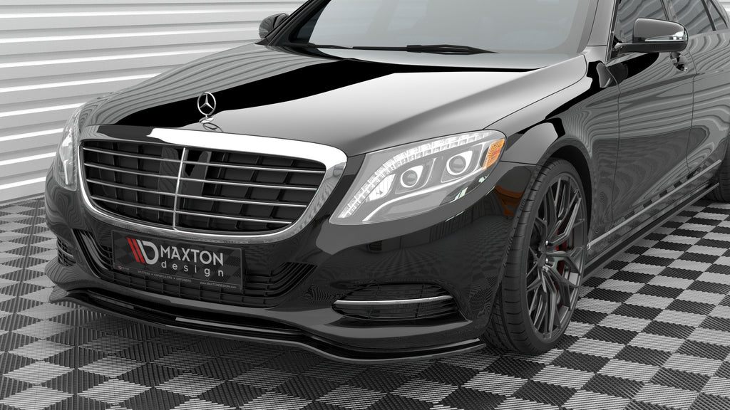 Maxton Design Street+ Spoilerlippe Front Ansatz V.1 passend für Mercedes-Benz S W222 schwarz Hochglanz