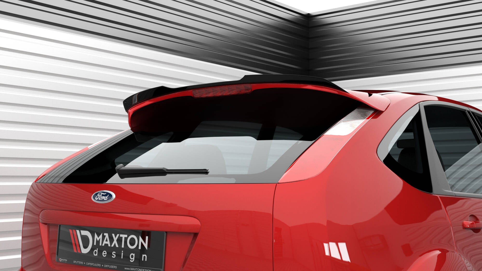 Maxton Design Spoiler CAP passend für Ford Focus ST Mk2 Facelift schwarz Hochglanz