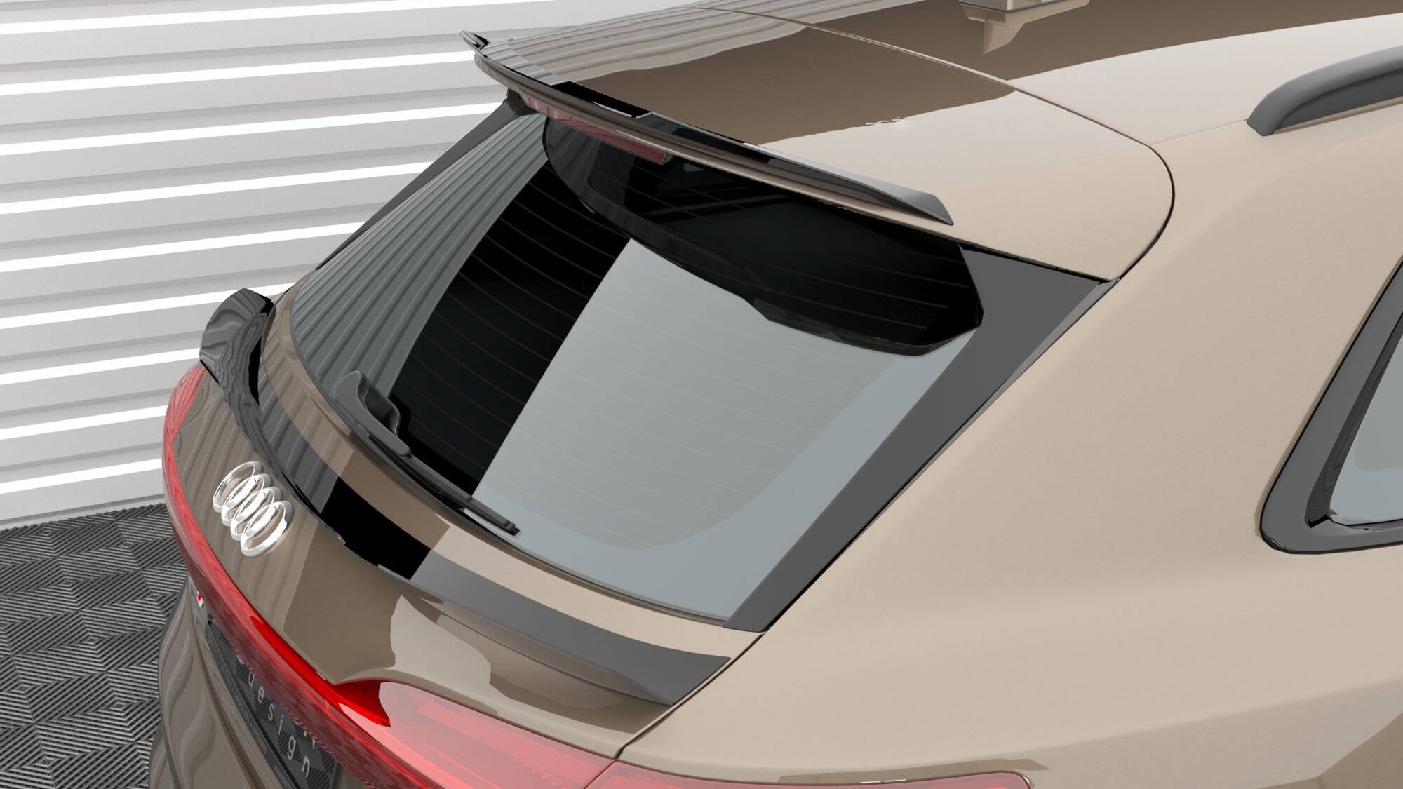 Maxton Design Niedriger Spoiler CAP passend für Audi e-tron schwarz Hochglanz