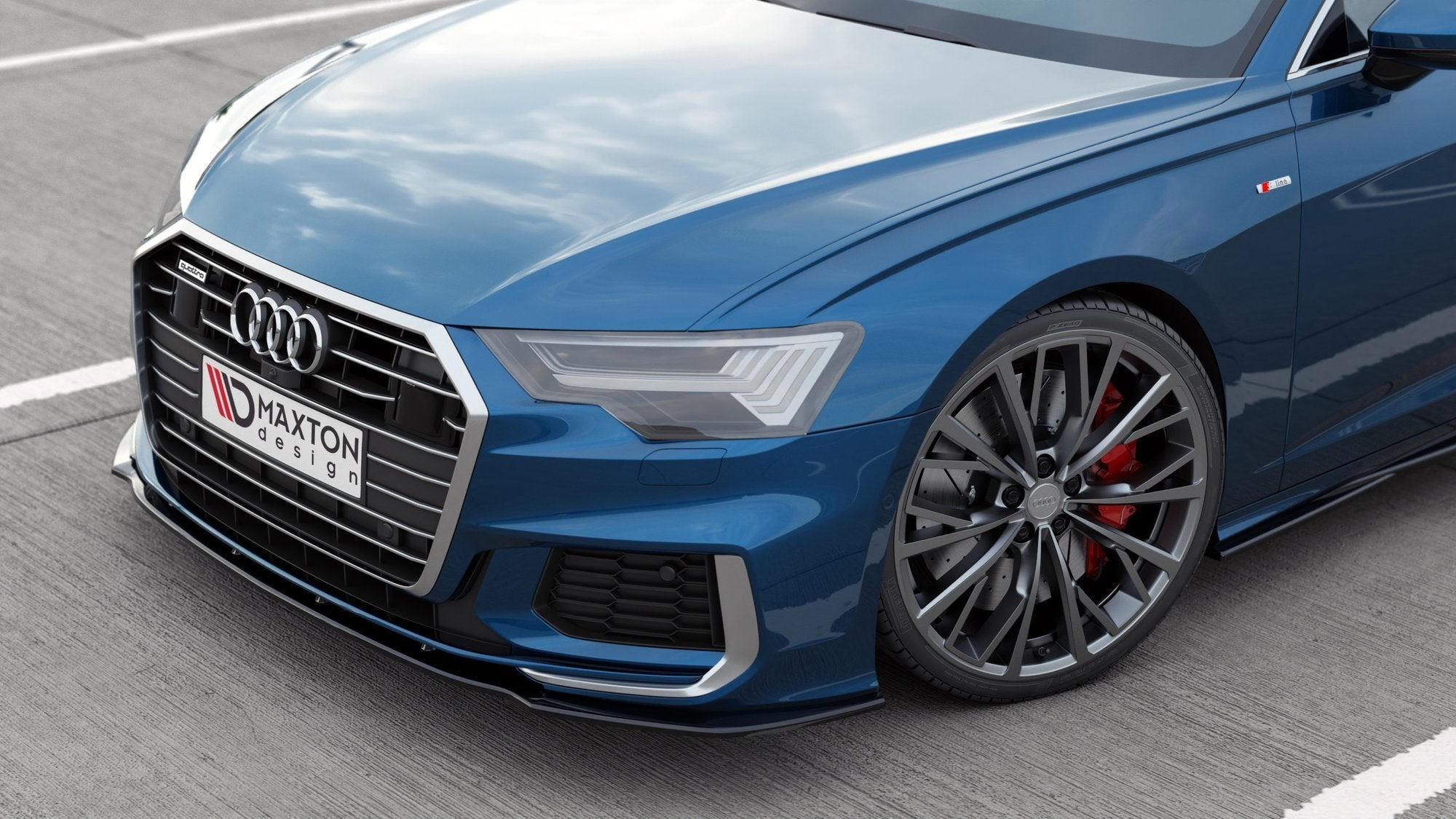 Maxton Design Street+ Spoilerlippe Front Ansatz V.2 passend für Audi A6 S-Line / S6 C8 / C8 Facelift schwarz Hochglanz