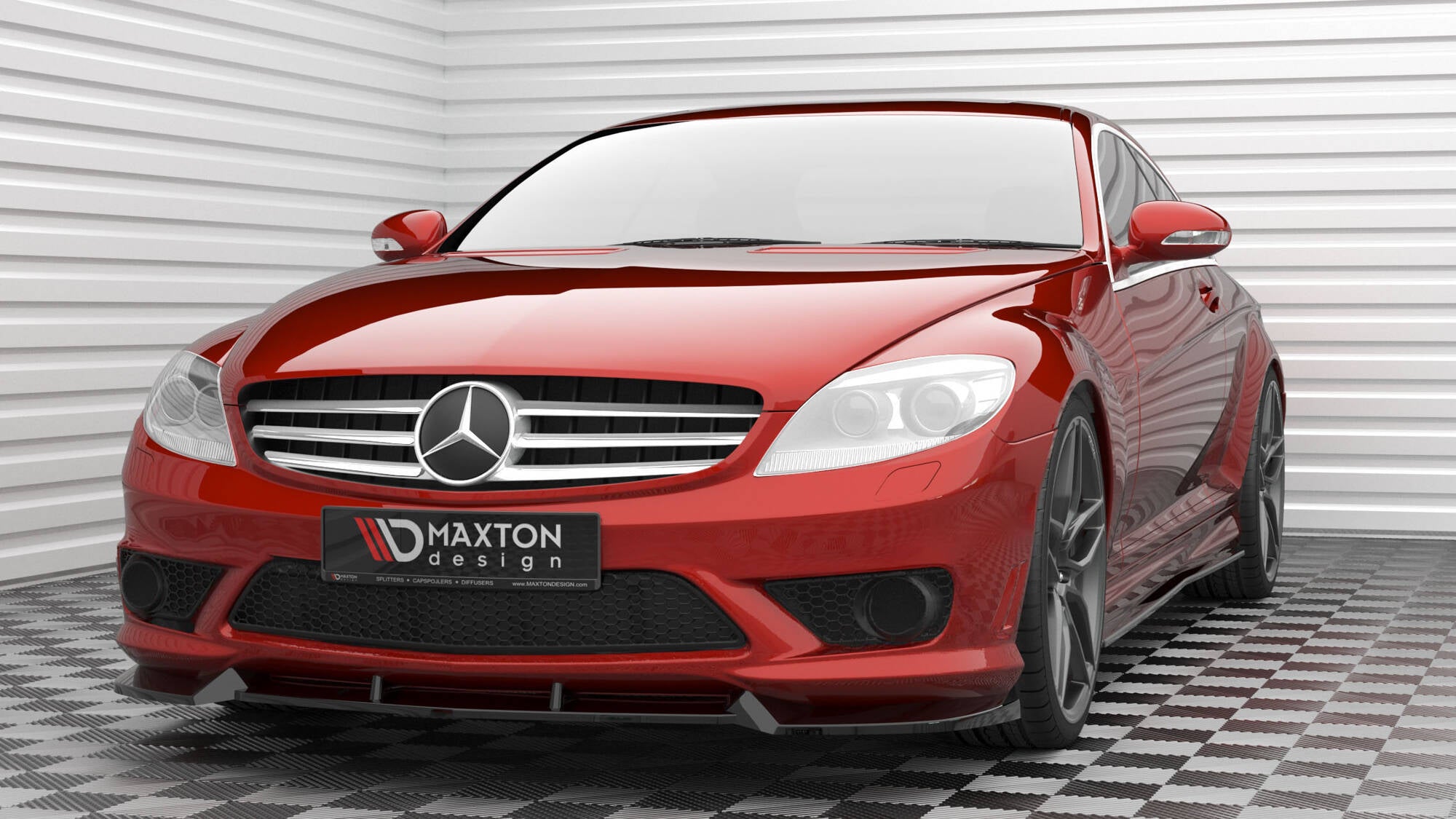 Maxton Design Street+ Spoilerlippe Front Ansatz V.1 passend für Mercedes-Benz CL 63 AMG C216 schwarz Hochglanz