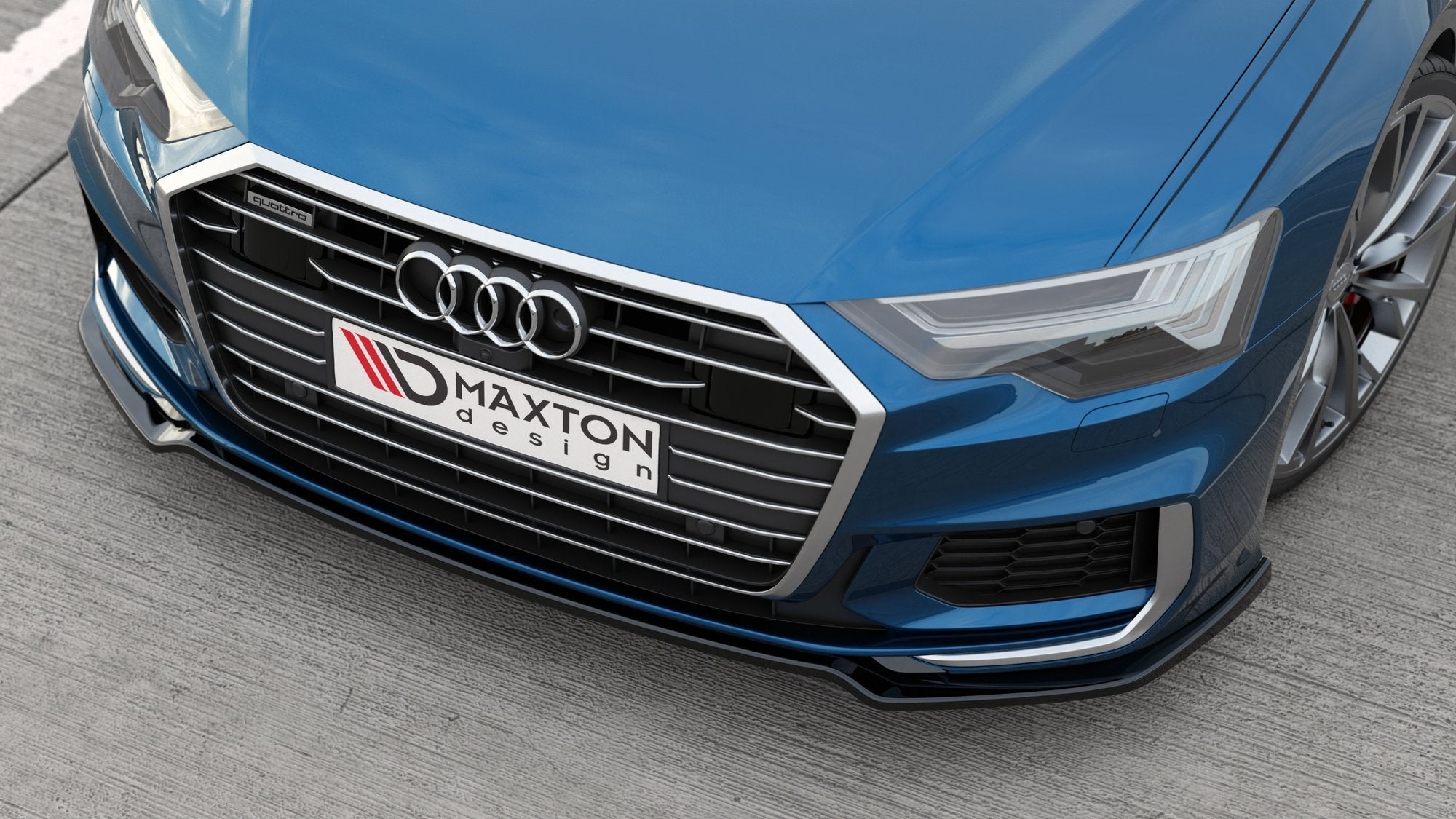 Maxton Design Street+ Spoilerlippe Front Ansatz V.1 passend für Audi A6 S-Line / S6 C8 / C8 Facelift schwarz Hochglanz