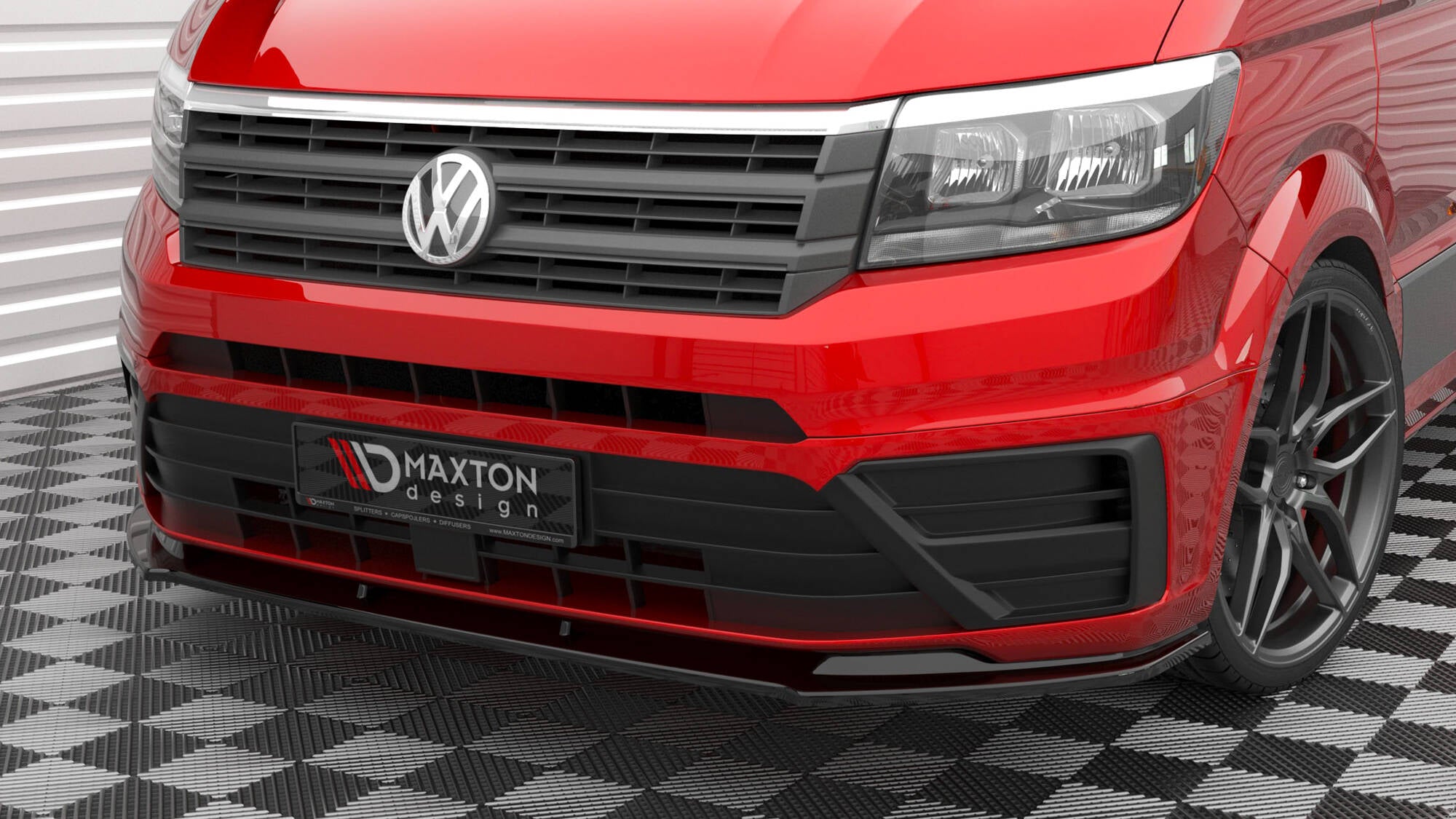 Maxton Design Street+ Spoilerlippe Front Ansatz V.1 passend für VW Crafter Mk2 schwarz Hochglanz