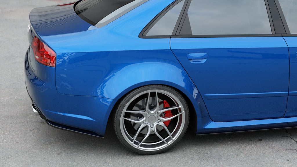 Maxton Design Heck Ansatz Flaps Diffusor V.1 passend für Audi RS4 Limousine B7 schwarz Hochglanz