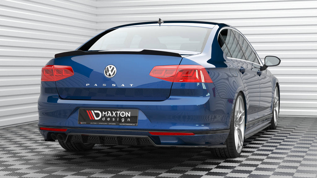 Maxton Design Spoiler CAP passend für VW Passat Limousine R-Line Mk8 schwarz Hochglanz
