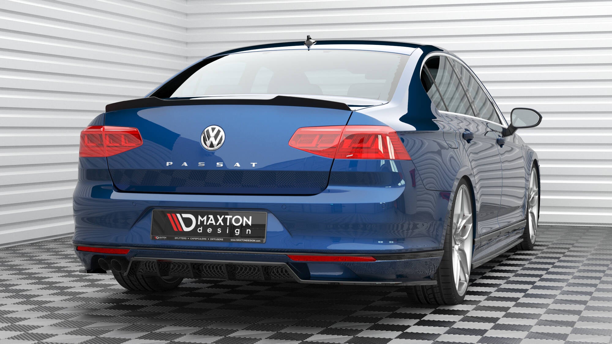 Maxton Design Spoiler CAP passend für VW Passat Limousine R-Line Mk8 schwarz Hochglanz