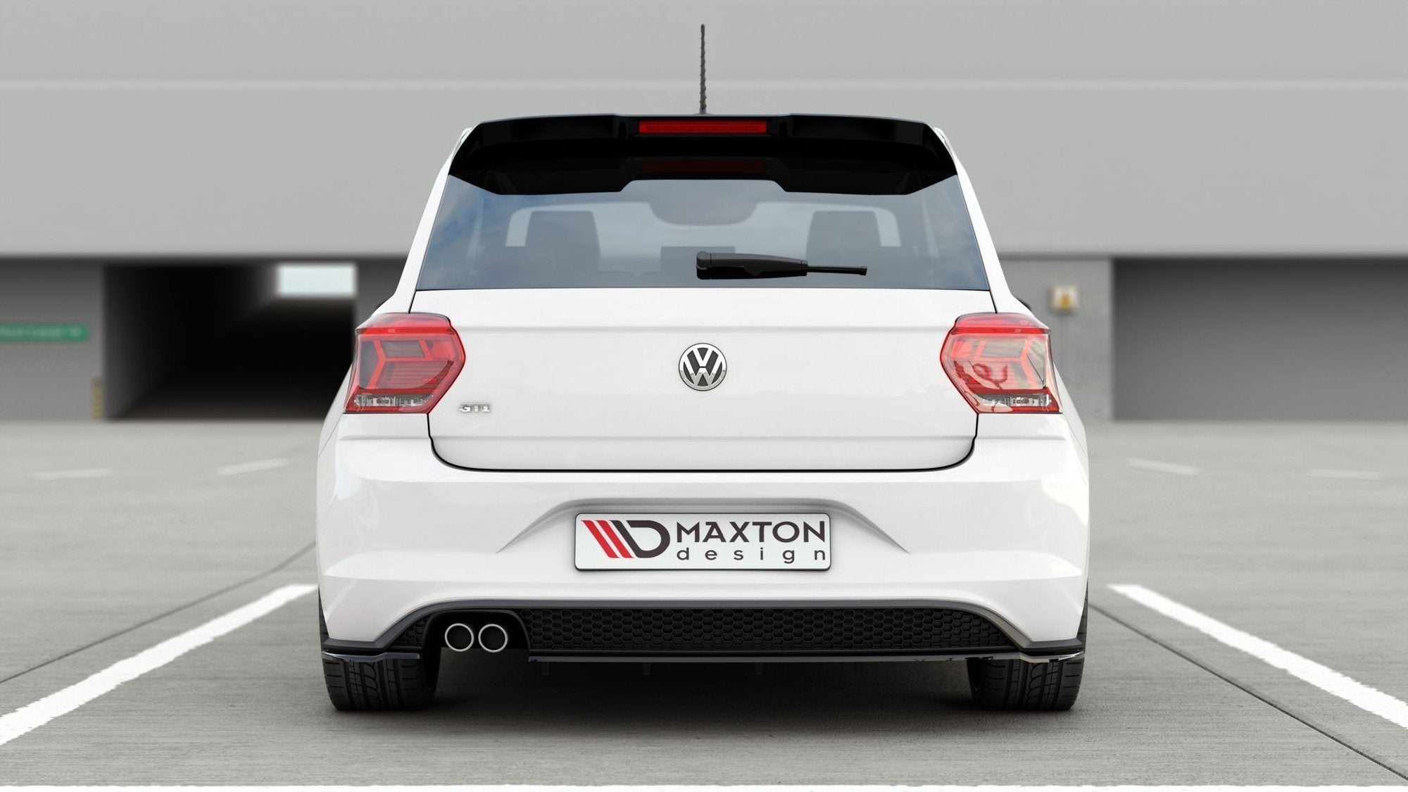Maxton Design Heck Ansatz Flaps Diffusor V.2 passend für VW Polo GTI / R-line Mk6 schwarz Hochglanz