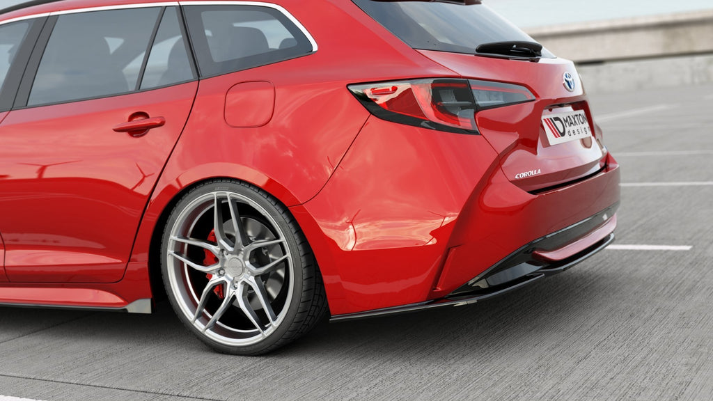 Maxton Design Heck Ansatz Flaps Diffusor passend für Toyota Corolla XII Touring Sports schwarz Hochglanz
