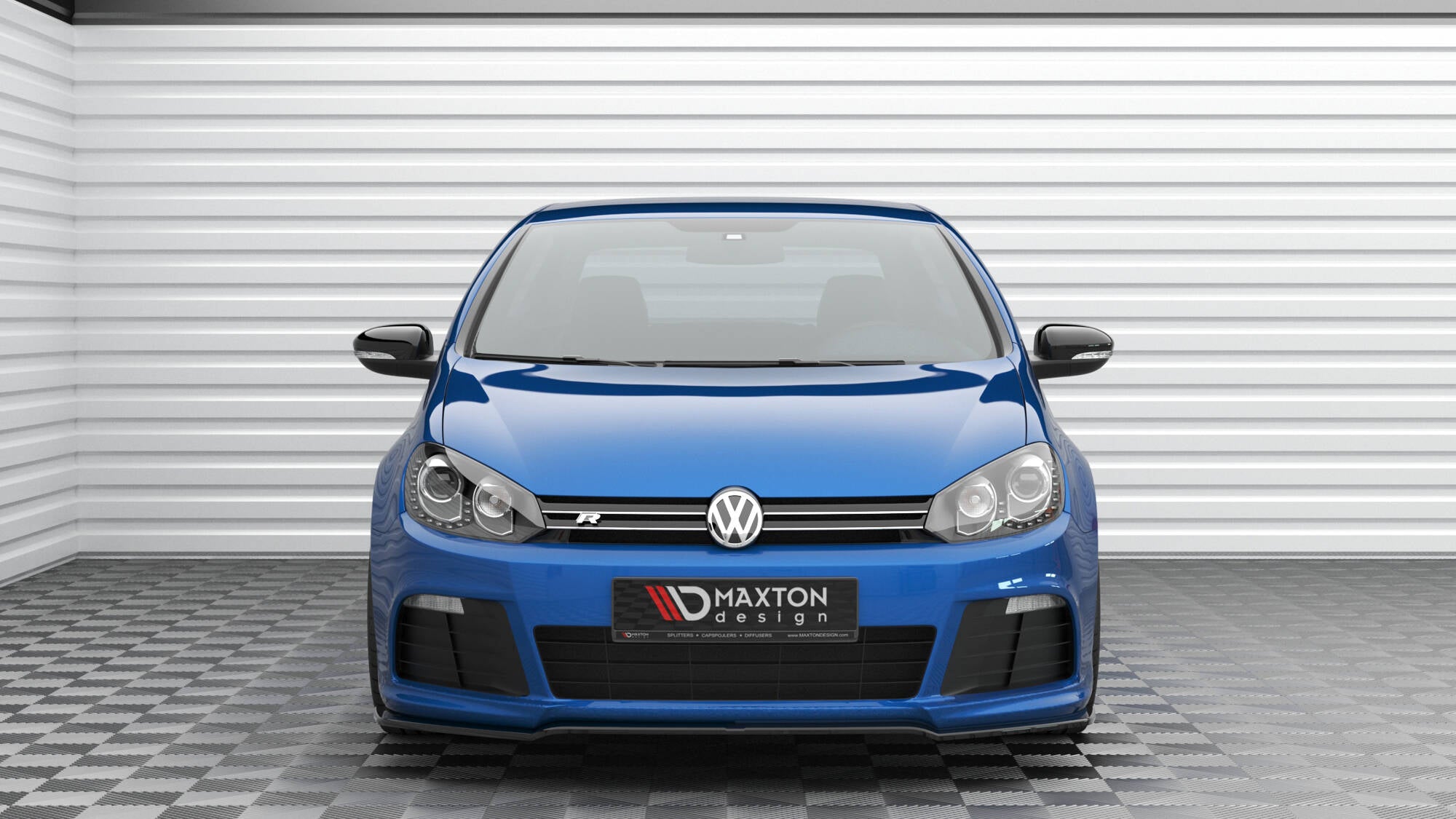 Maxton Design Street+ Spoilerlippe Front Ansatz V.2 passend für VW Golf R Mk6 schwarz Hochglanz