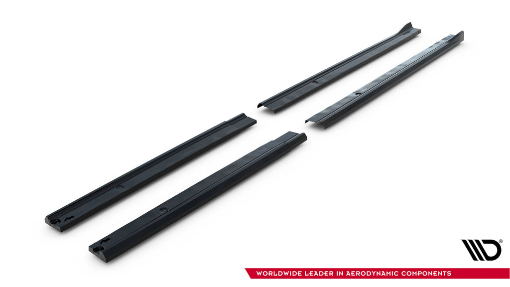 Maxton Design Street+ Seitenschweller Leisten passend für VW Transporter L1 T7 schwarz Hochglanz