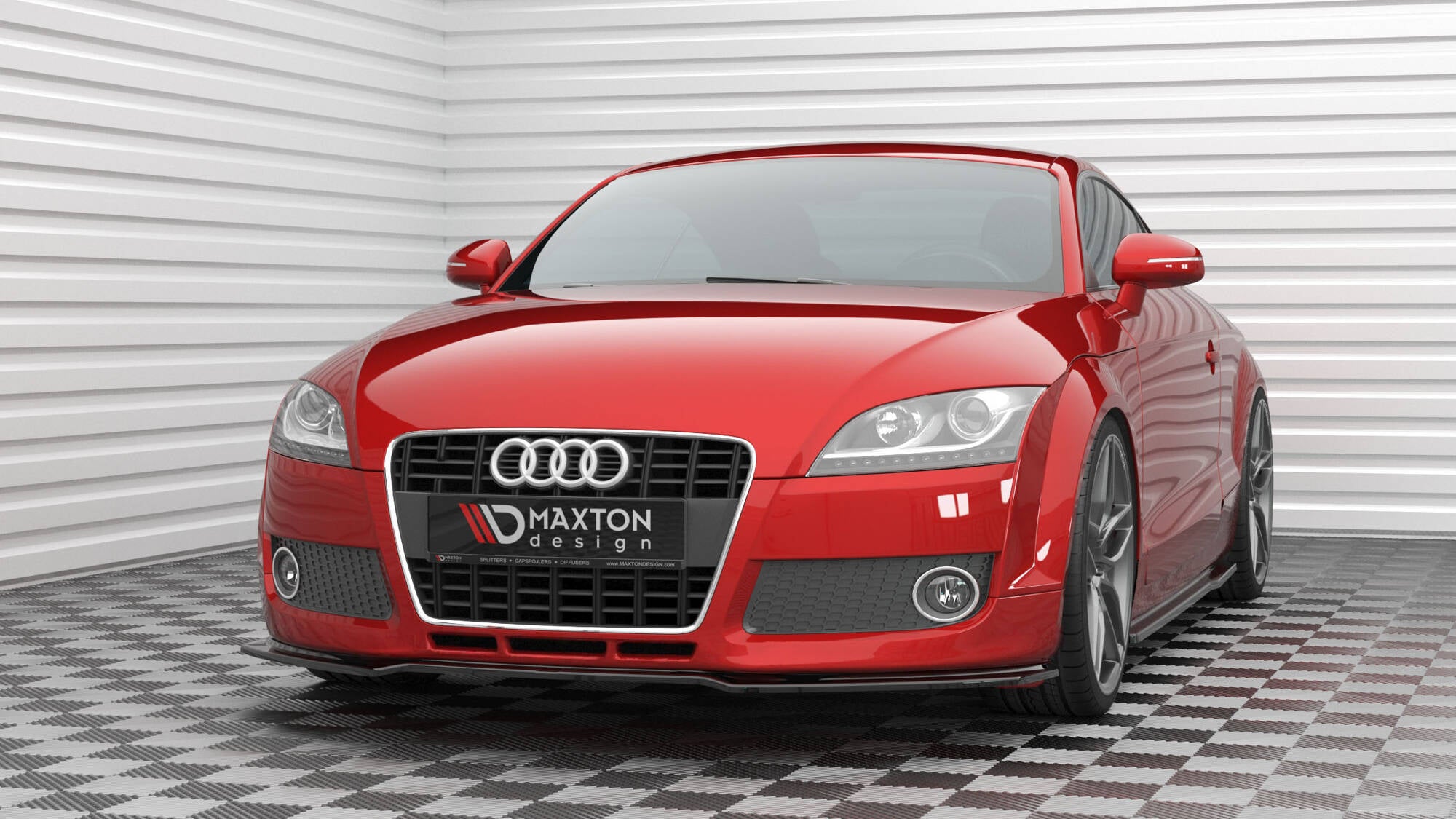 Maxton Design Street+ Spoilerlippe Front Ansatz V.2 passend für Audi TT 8J schwarz Hochglanz