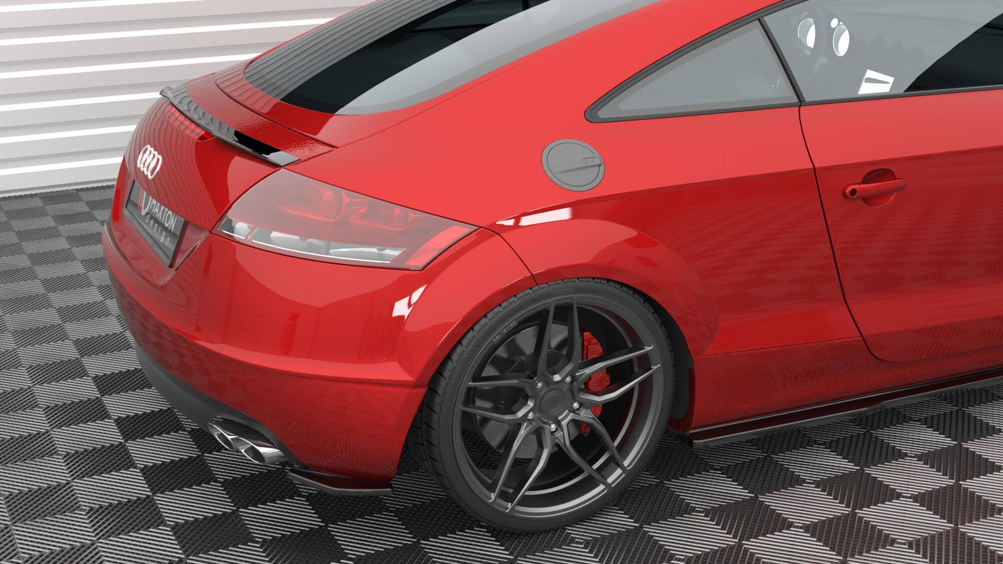 Maxton Design Heck Ansatz Flaps Diffusor passend für Audi TT 3.2 V6 8J schwarz Hochglanz