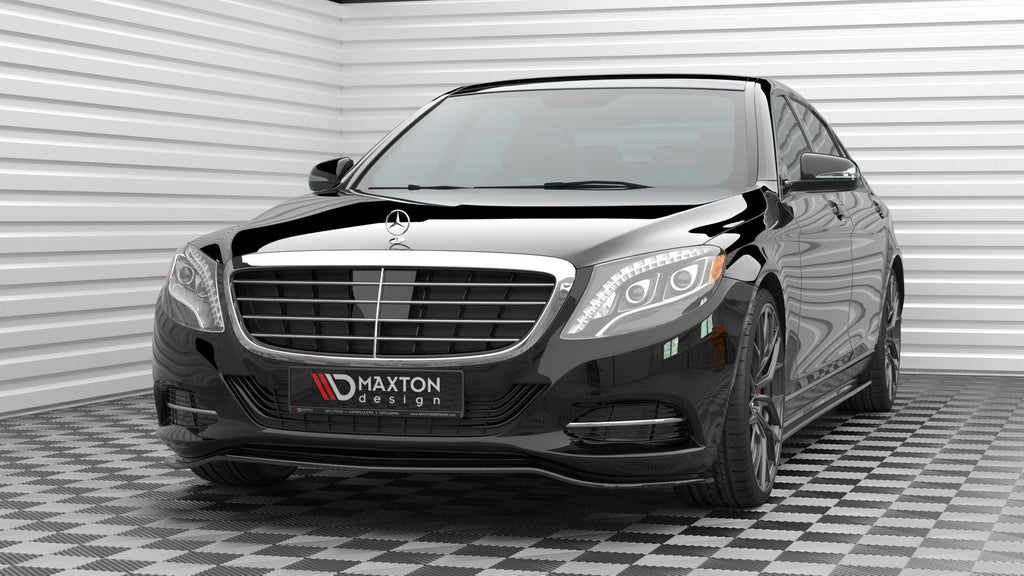 Maxton Design Street+ Spoilerlippe Front Ansatz V.1 passend für Mercedes-Benz S W222 schwarz Hochglanz