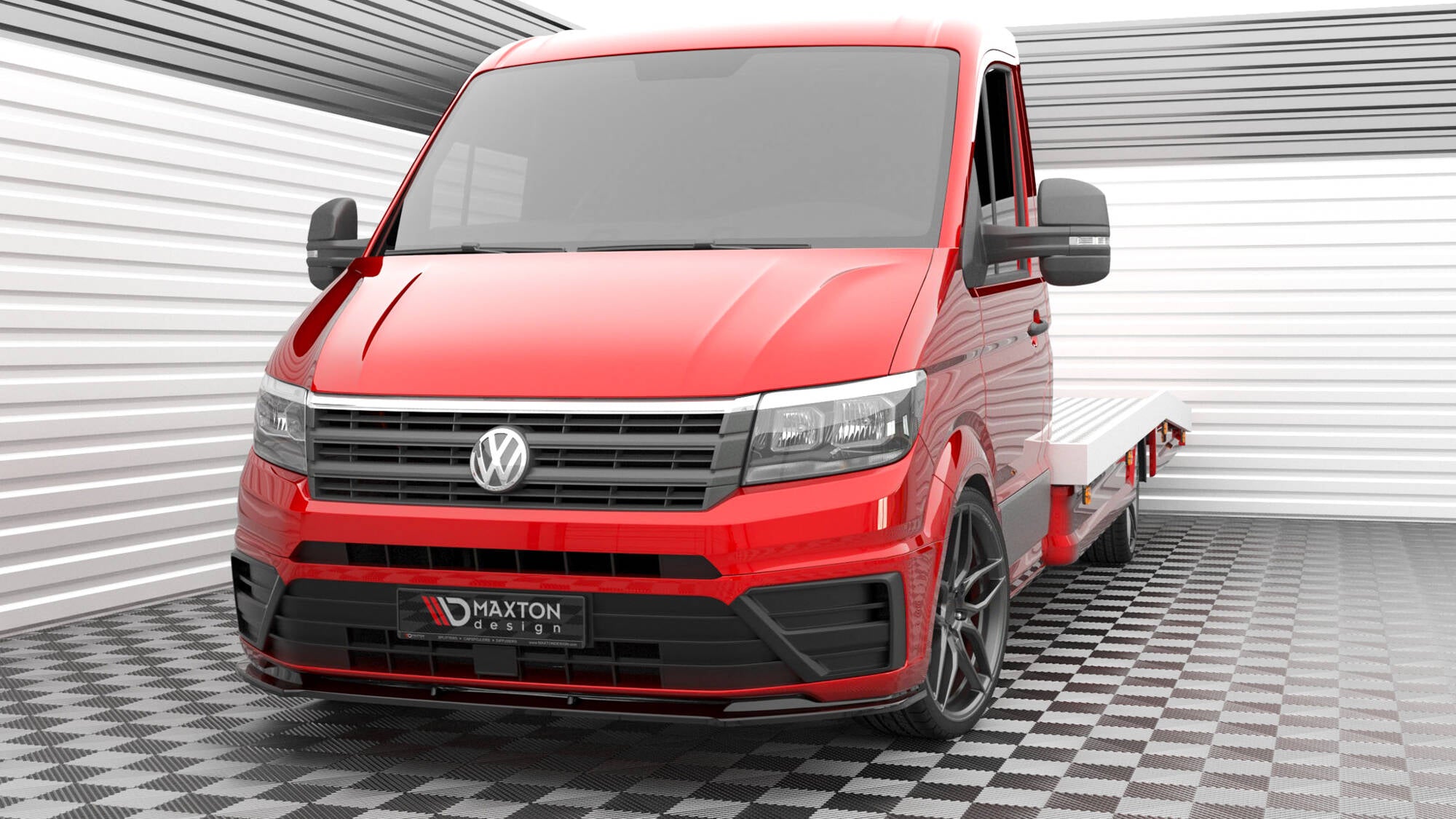 Maxton Design Street+ Spoilerlippe Front Ansatz V.1 passend für VW Crafter Mk2 schwarz Hochglanz